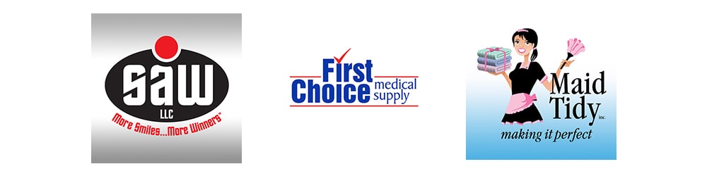Logo designs for SAW, First Choice Medical Supply and Maid Tidy